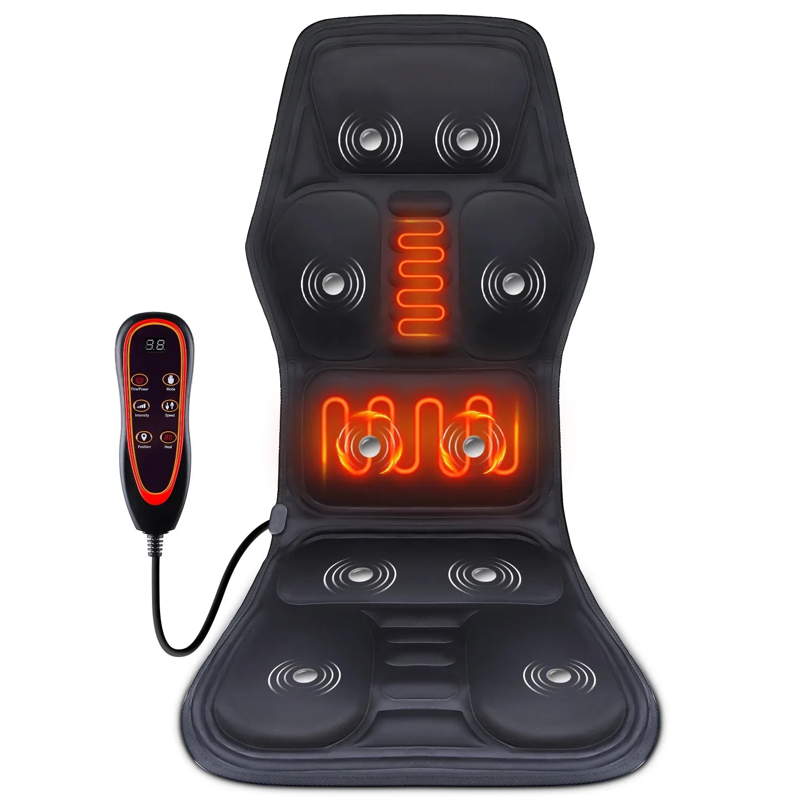 Masseur de dos électrique infrarouge, chaise de Massage complète du corps, coussin chauffant, vibrateur, voiture, maison, bureau, matelas lombaire pour le cou, tapis de chaise