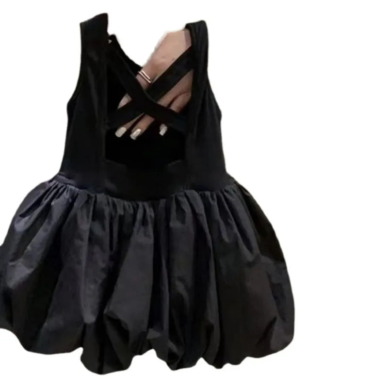 Robe à bretelles dos nu pour bébés filles, en coton, couleur unie, sans manches, ample, bourgeon de fleur, pour enfants de 2 à 8 ans