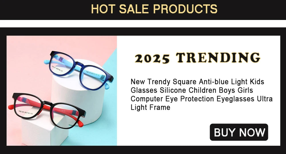 Children's blue light blocking glasses, silicone, for boys and girls, for computer use, ultra-lightweight, square, transparent