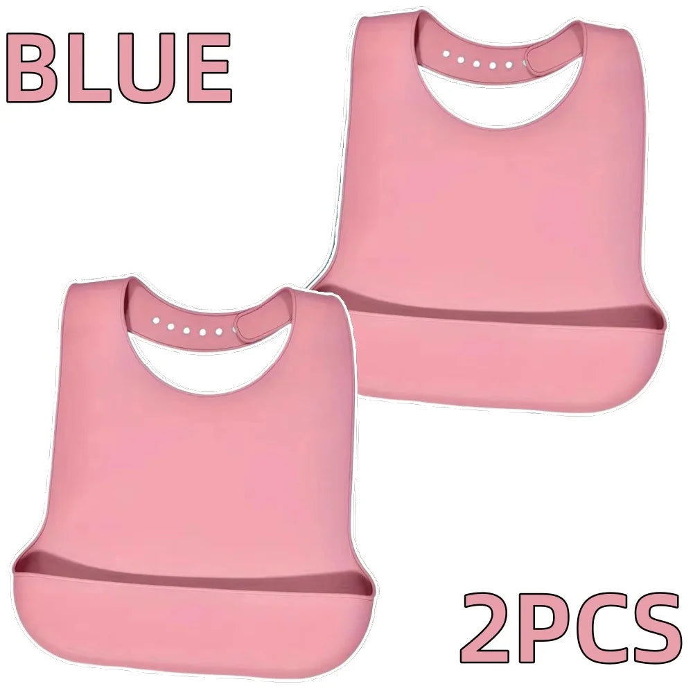 Grands bavoirs imperméables en Silicone pour adultes, de qualité alimentaire, avec poche, aide à l'alimentation, pour hommes et femmes âgés, accès aux vaisselle Portable