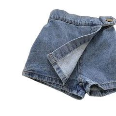 Mode coréenne nouvel été enfants fille jupe short solide taille élastique bouton doux Denim Culotte enfants vêtements polyvalents