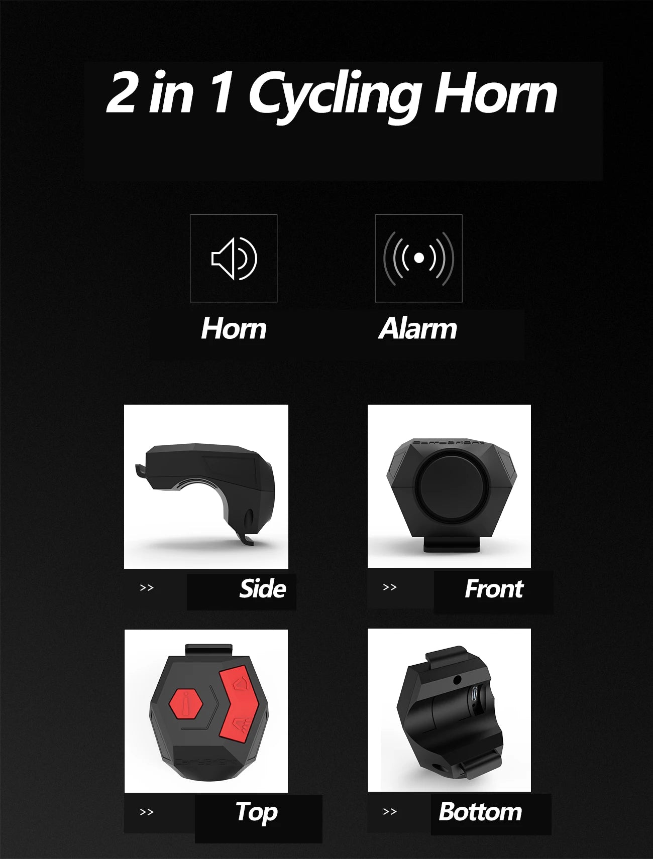 Klaxon électronique de vélo, sonnette Rechargeable par USB pour guidon de vélo, anneau d'alarme de cyclisme, klaxon fort de 120db, cloche antivol pour scooter
