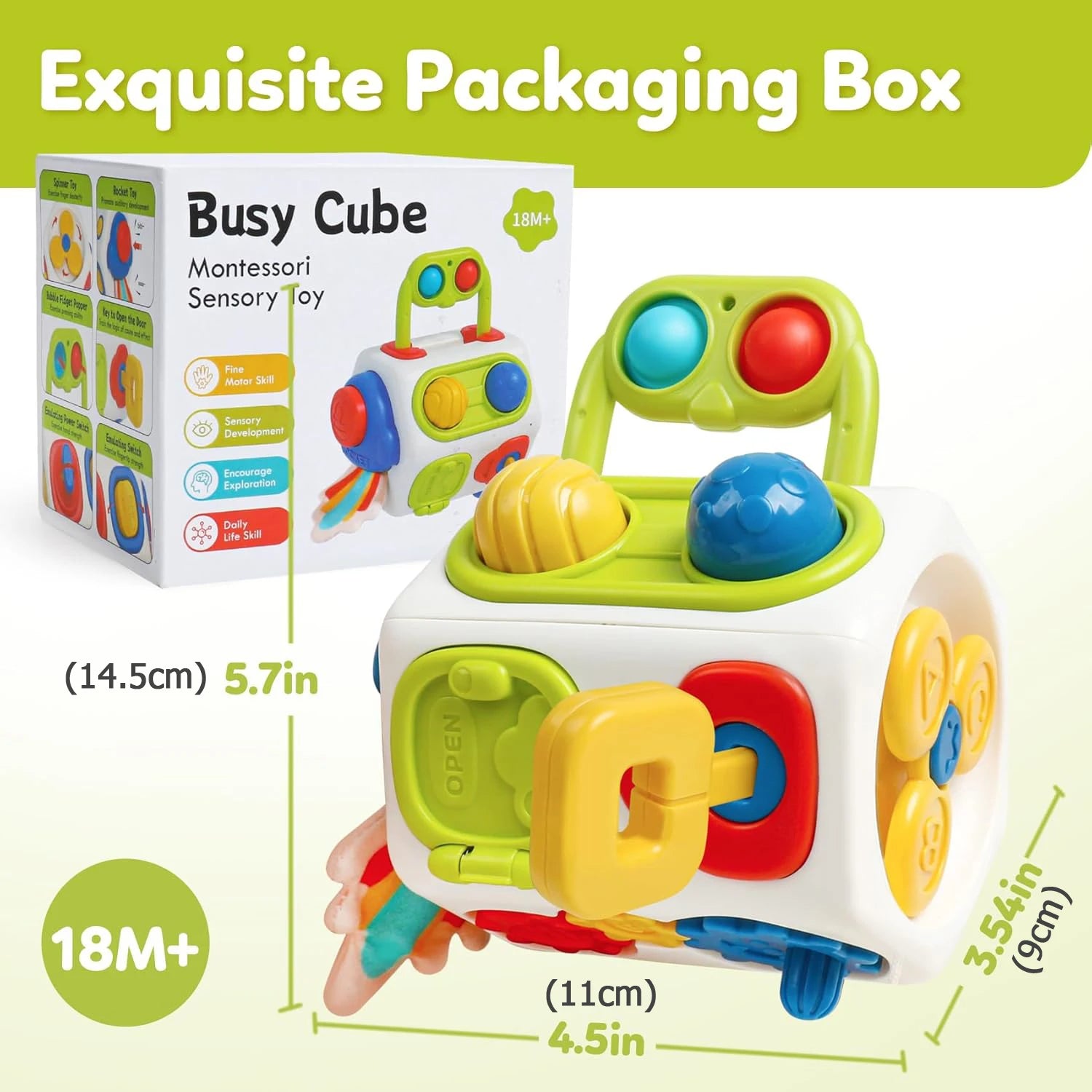 Cube occupé Montessori, jouets pour activités sensorielles pour tout-petits, planche occupée, apprentissage éducatif précoce, jouets de voyage, cadeau pour enfants