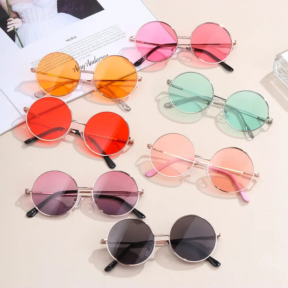 Lunettes de soleil à monture ronde rétro pour enfants, lunettes de protection UV400, verres noirs, roses, rouges, garçons, filles, enfants, mode, été, nouveau, 14mm