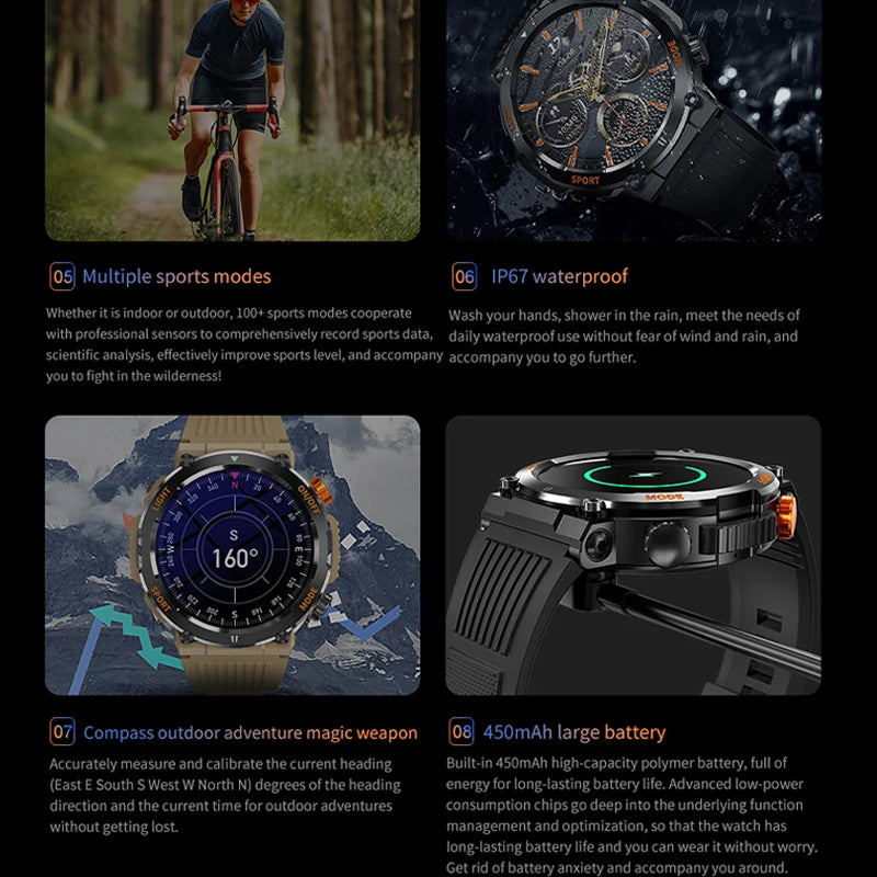 Montre connectée de sport pour hommes, écran tactile HD 2023x360, étanche, surveillance de la santé, appel Bluetooth, nouvelle collection 360