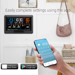 Tuya – Station météo intelligente WIFI, compteur de température et d'humidité, prévisions météorologiques, réveil météo multifonctionnel pour intérieur et extérieur