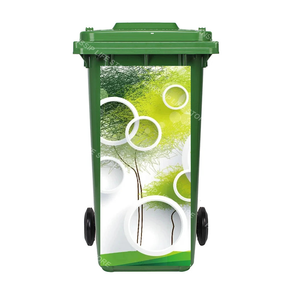 Autocollant imperméable en PVC pour poubelle d'extérieur, plantes tropicales, art mural, autocollants pour poubelle, pingouin et cuir chevelu