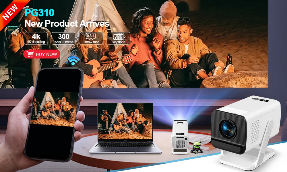 PROGAGA Full HD 1080P projecteur 4k PG610W Android WiFi mise au point automatique PG610 projecteur Portable PK DLP Home cinéma faisceau de film extérieur vidéo projecteur videoprojecteur 4k home cinéma