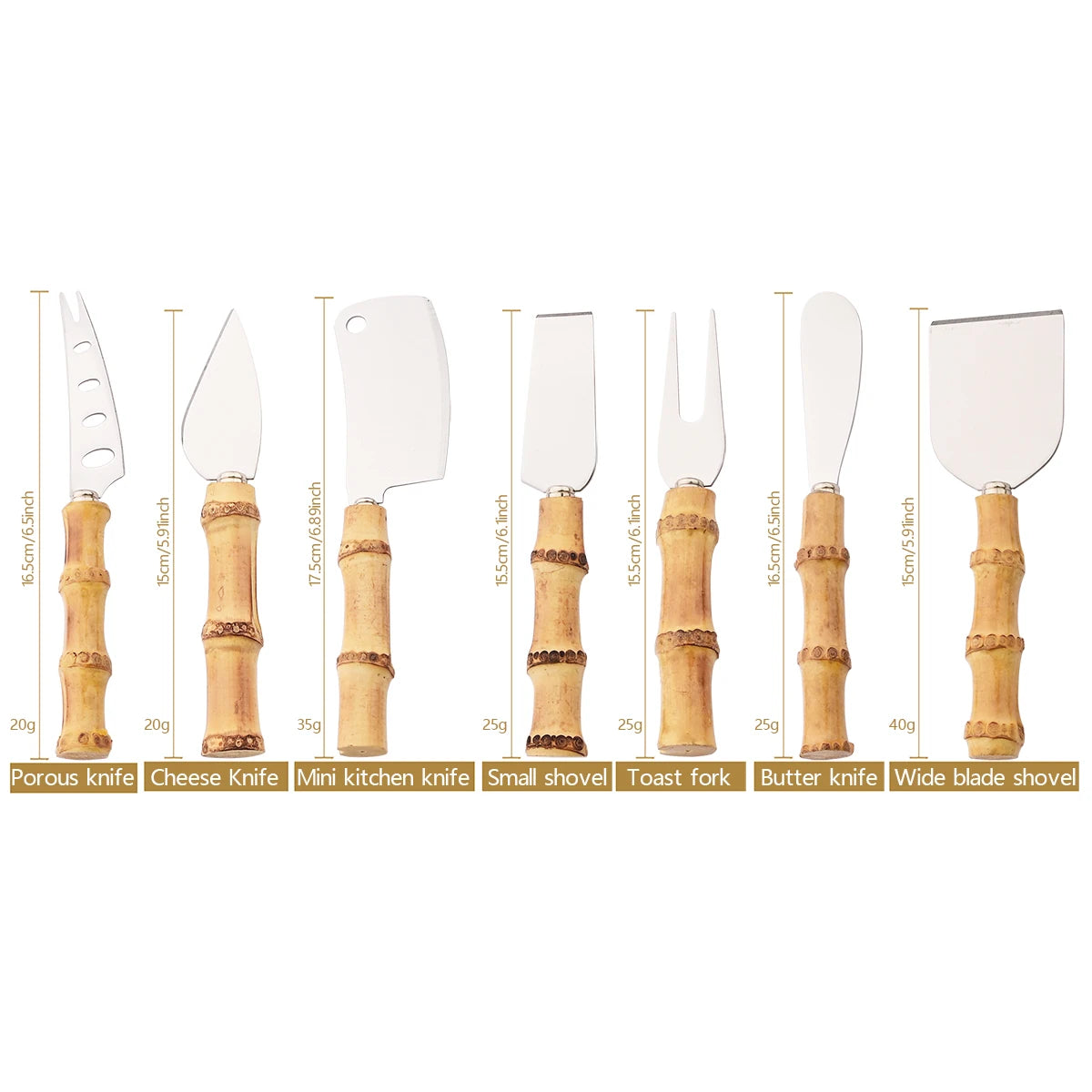 Ensemble de couteaux à fromage en bambou, couverts à fromage, trancheur de fromage en acier inoxydable, Mini couteau couteau à beurre, spatule fourchette outils de cuisine