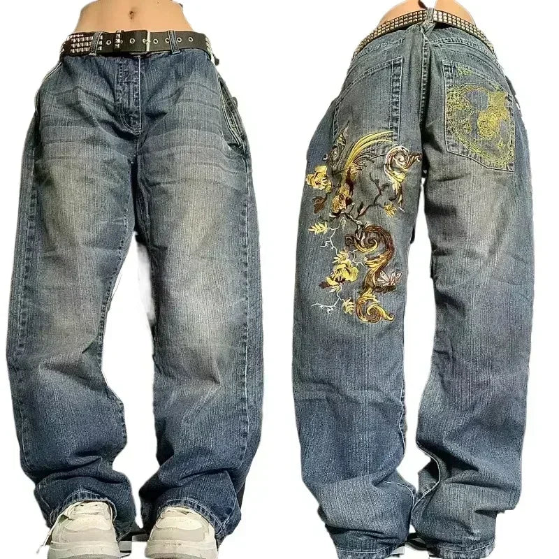 American Y2K 2025 New Baggy Wide Leg Black Oversized Jeans Women's Casual Street Joker Denim Pants Couple Jeans Vintage Streetwear