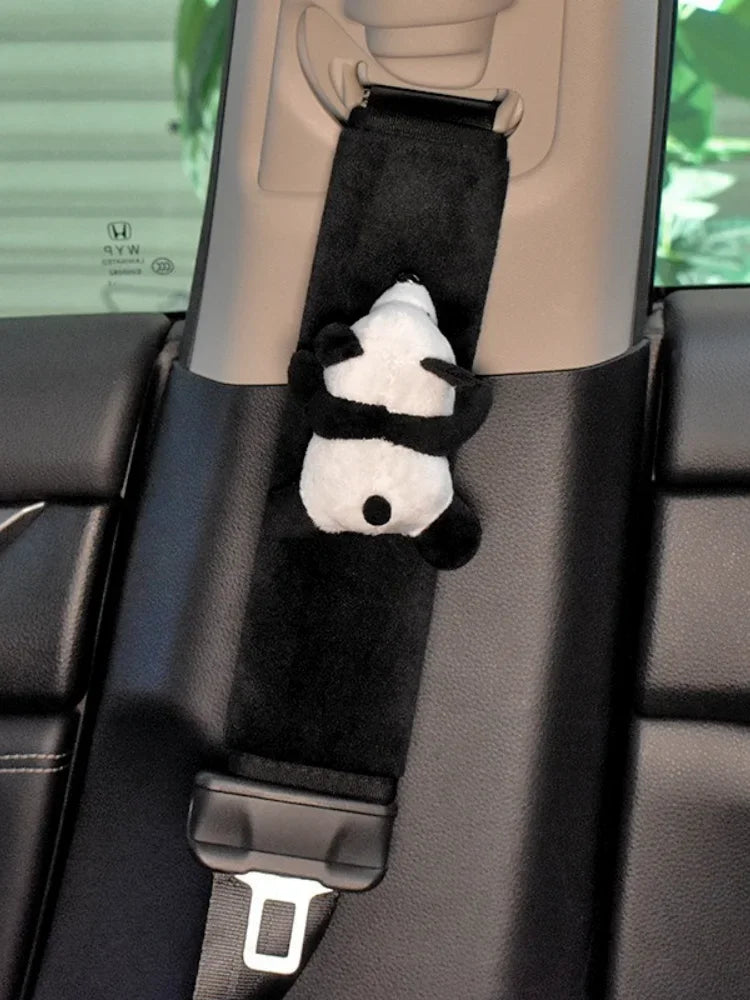 Ceinture de sécurité Automobile, décoration Panda de dessin animé, coussin d'épaule en peluche, accessoires automobiles, décorations de voiture