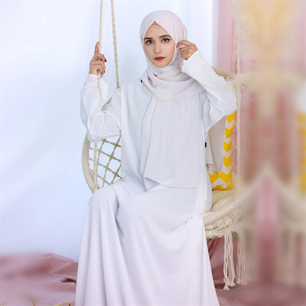 Noir blanc rose solide dubaï modeste sous Robe Abaya Islam caftan musulman avec poches robes pour femmes Robe Femme Musulmane