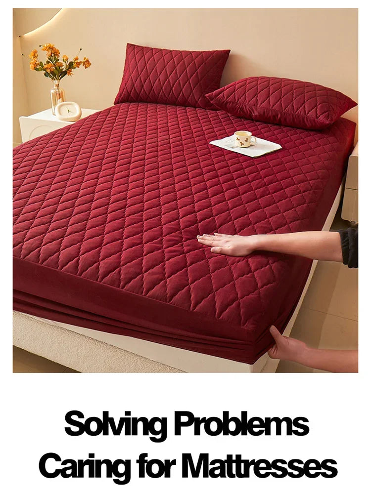 Housse de matelas 100% imperméable, drap-housse épais de couleur unie, simple/Queen/King, 135x200cm, 160x200cm, housse de lit souple