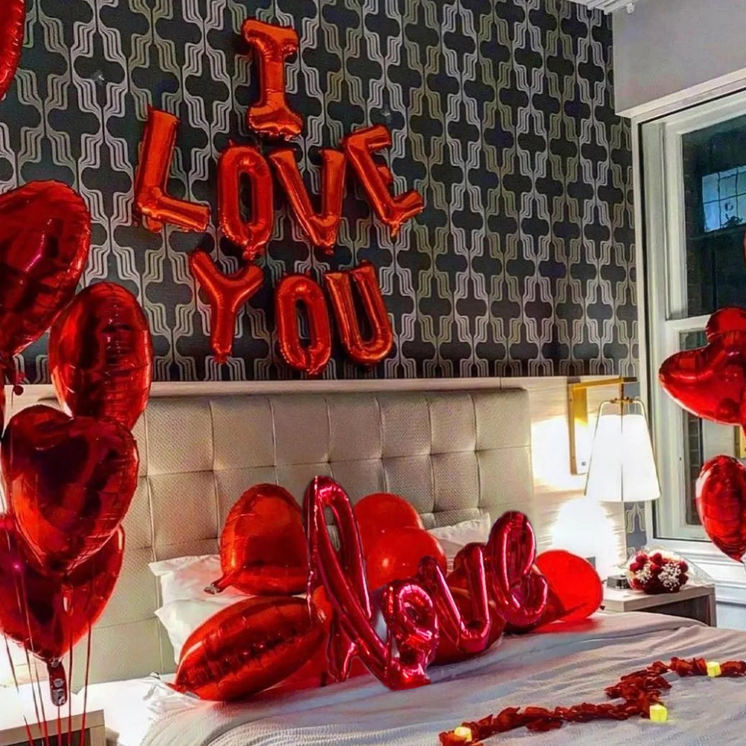 Bannière de lettres I Love You de 16 pouces, ballons de décoration Big Love pour la saison de mariage, fiançailles, cadeau de mariée, fête des mères
