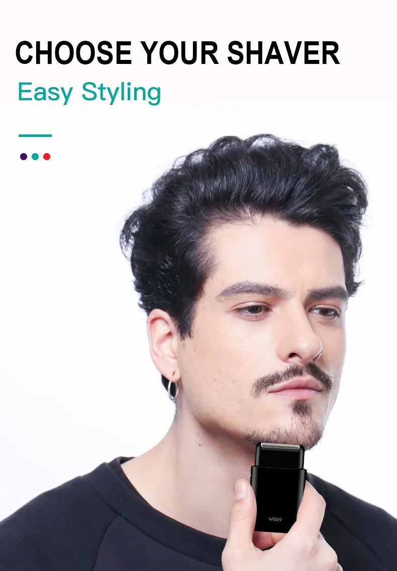 VGR Professional Electric Razor, Portable Mini Shaving Machine, USB Charging Beard Trimmer for Men, V 390