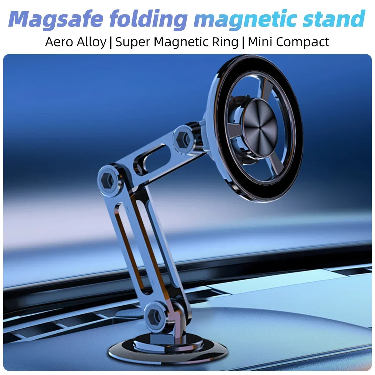 360 °   Support métallique rotatif, Support magnétique puissant pour téléphone de voiture, Support de téléphone pliable, Support magnétique pour évent, Support GPS pour téléphone