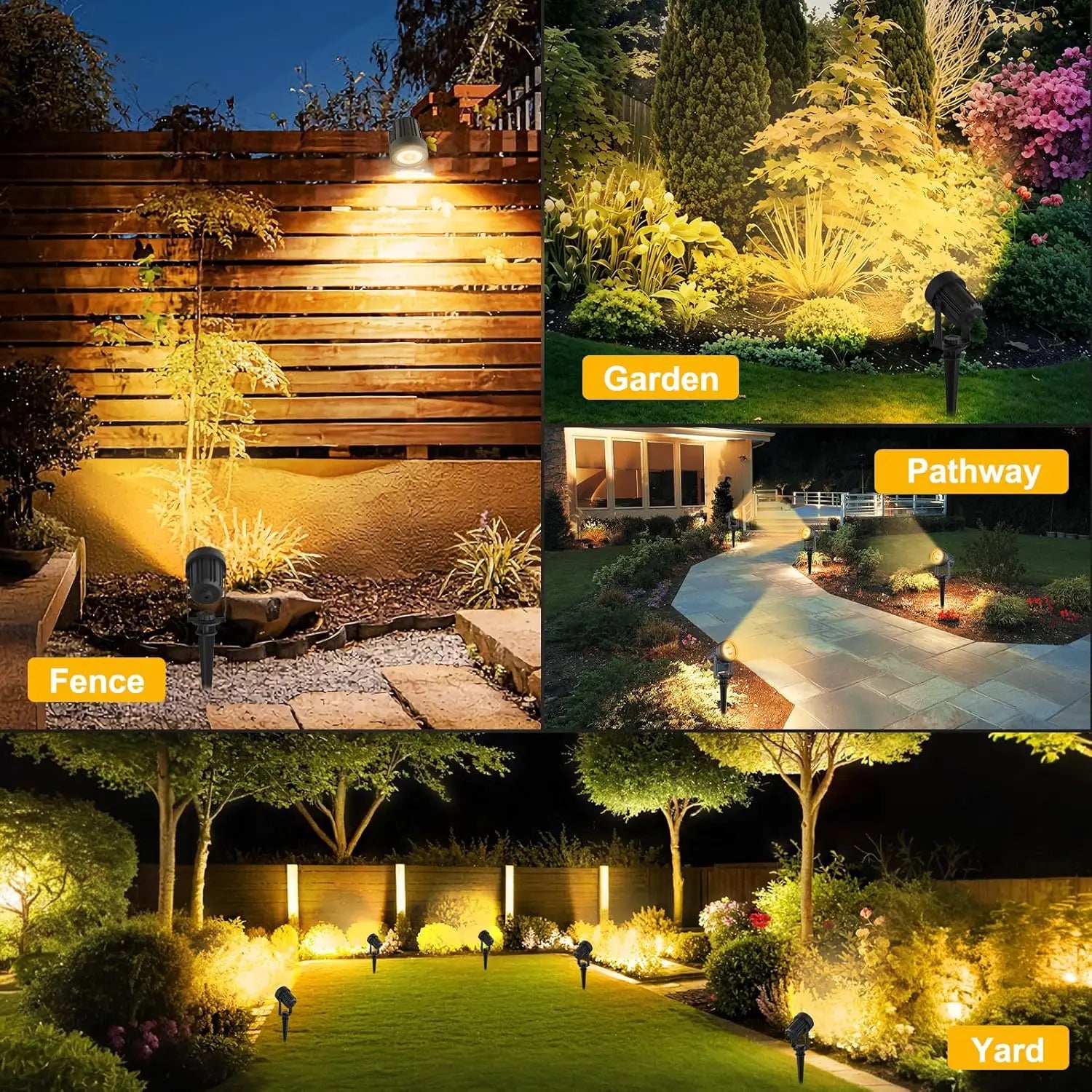 3000K Solar Tree Light for Outdoor Garden Decoration, IP65 Waterproof, 4 LED Warm Lights, Courtyard Landscape, Street Wall Solar Projector