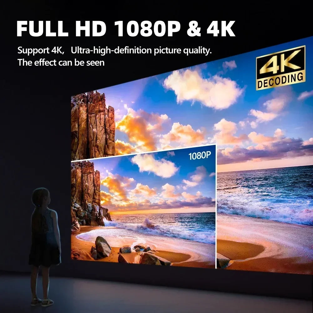 Projecteur Android Smart TV 4K projecteur de lumière du jour à mise au point automatique pour films Home cinéma WIFI 6 projecteur de faisceau ANSI 3000 avec karaoké