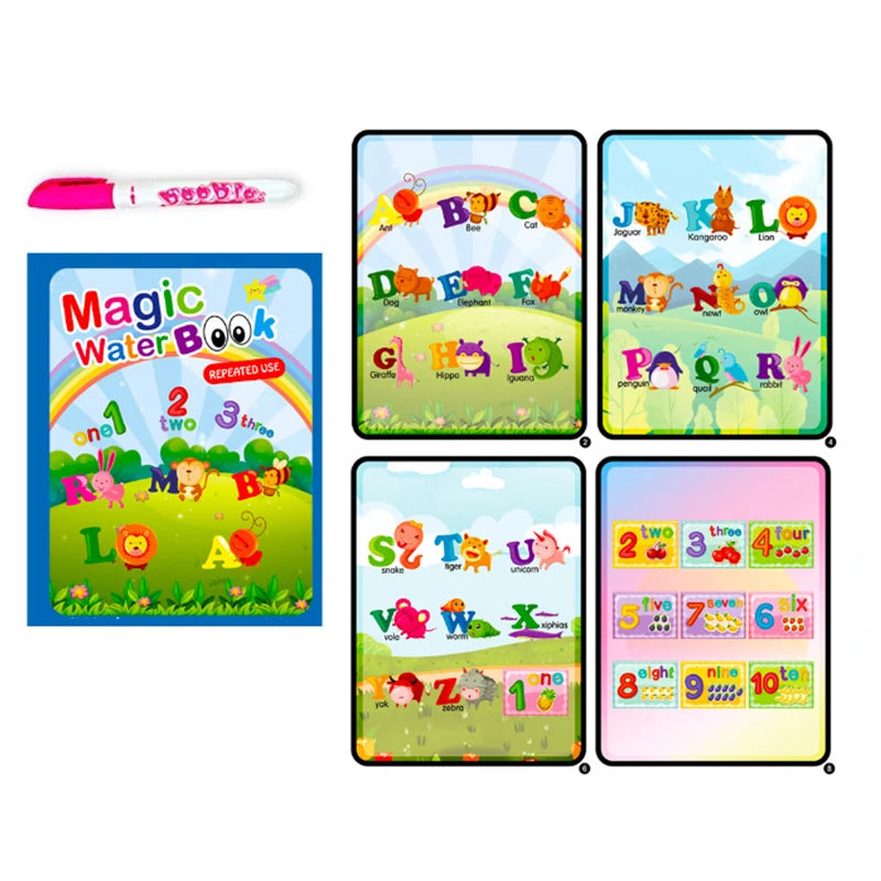Jouets d'éducation précoce pour enfants, livre magique avec stylo, dessin à l'eau, jouets Montessori, livre de coloriage réutilisable, livre de dessin magique