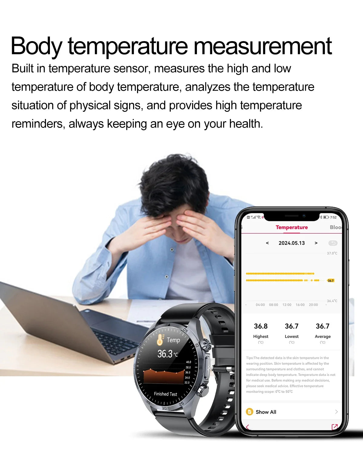 2025 nouvelle montre intelligente hommes pour huawei pression artérielle santé montre CES sommeil pulsé thérapeutique acide urique lipides sanguins graisse corporelle