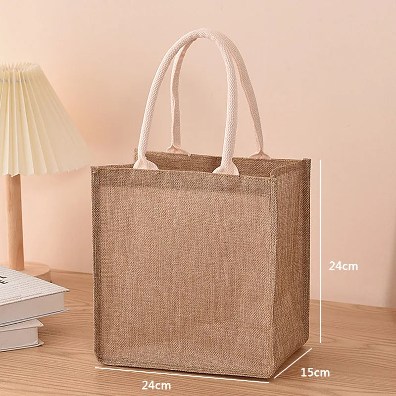 Sac à main en jute de coton peint à la main, sac en chanvre, sac en lin, sac à provisions, sac recouvert de film, sac à main imperméable