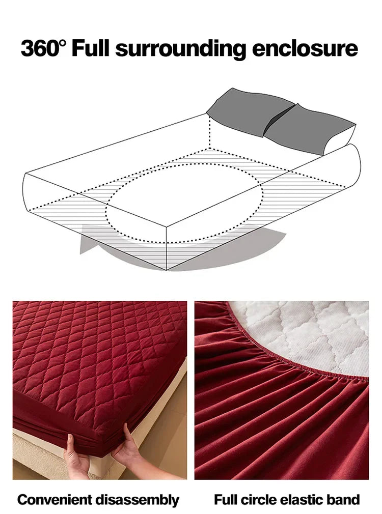 Housse de matelas 100% imperméable, drap-housse épais de couleur unie, simple/Queen/King, 135x200cm, 160x200cm, housse de lit souple