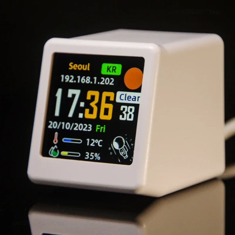 Petit réveil portable intelligent WiFi, station météo, affichage de la température et de l'humidité, horloge, décoration de bureau