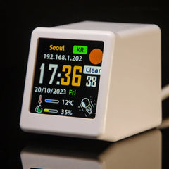 Petit réveil portable intelligent WiFi, station météo, affichage de la température et de l'humidité, horloge, décoration de bureau
