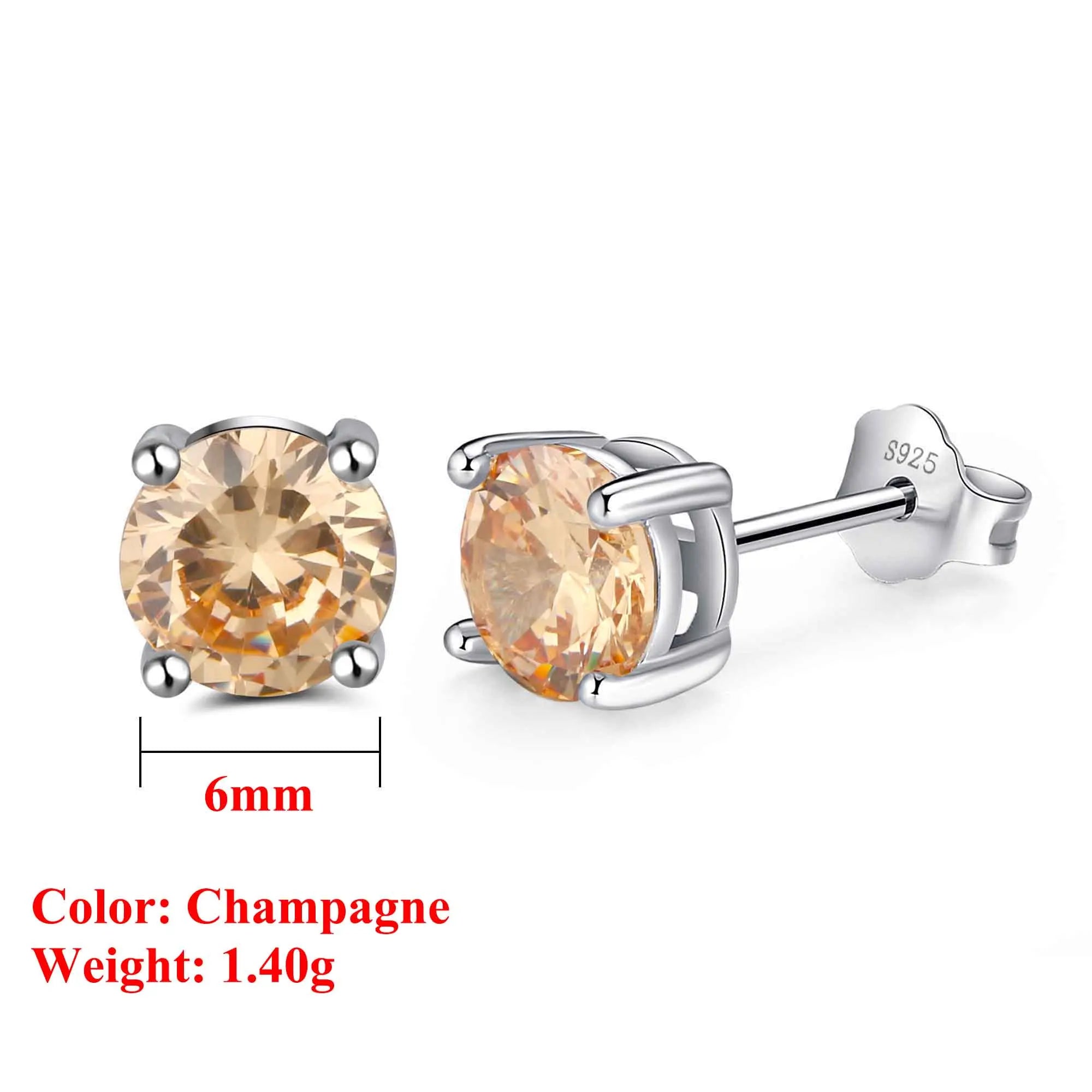 Effie Queen 925 boucles d'oreilles en argent Sterling pierre de naissance pour femmes AAA Zircon cubique 12 couleurs boucles d'oreilles mode fille bijoux SE84