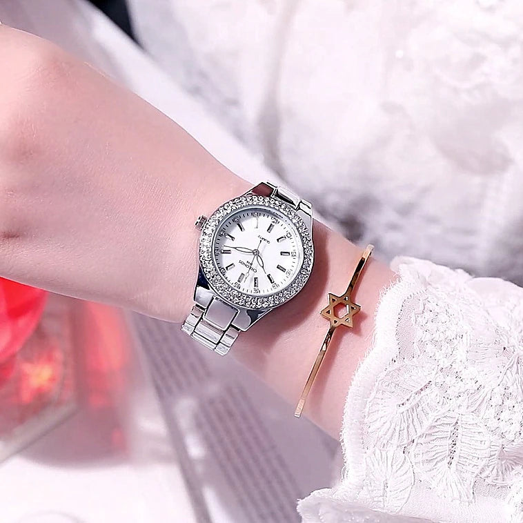 2025 CHRONOS nouvelle montre élégante pour femmes cadran coquille avec strass luxe décontracté mode dames robe étanche montre-bracelet