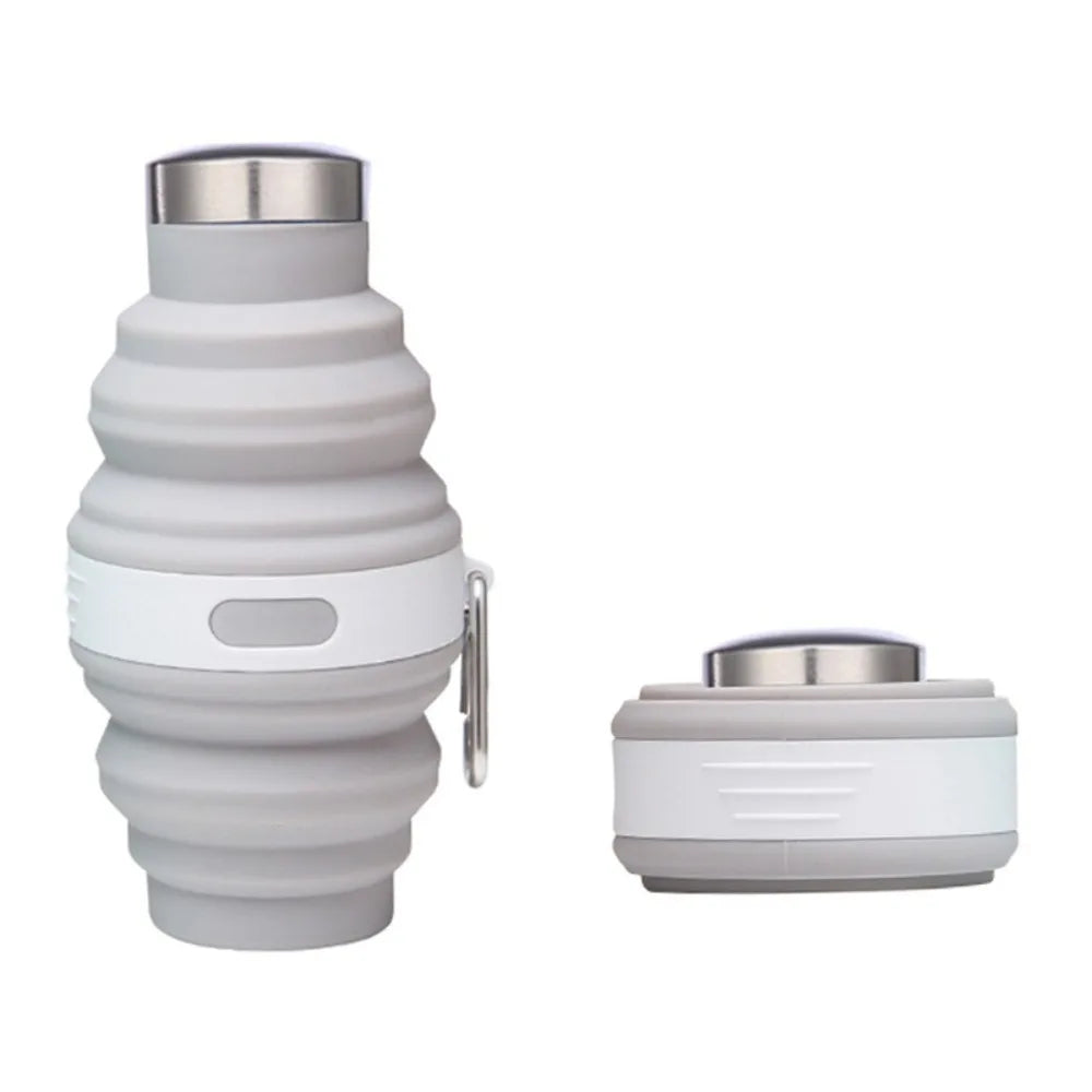 Bouteilles d'eau pliables réutilisables de 475ml, tasses de randonnée rétractables en Silicone portables avec mousqueton, tasses de boisson pliantes pour café