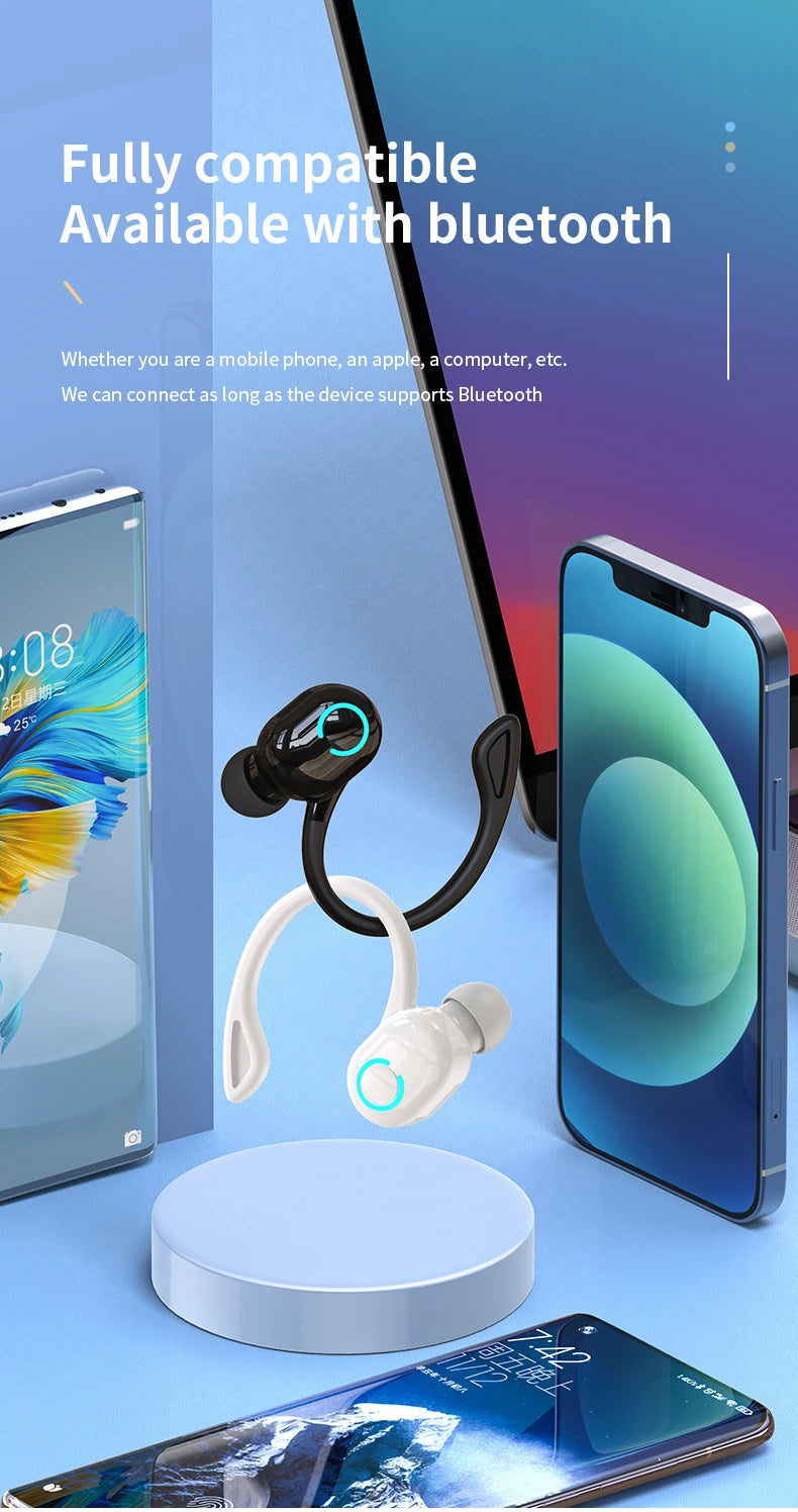 Écouteurs sans fil Bluetooth 5.0, oreillettes intra-auriculaires simples, étanches, TWS, mains libres, pour sport