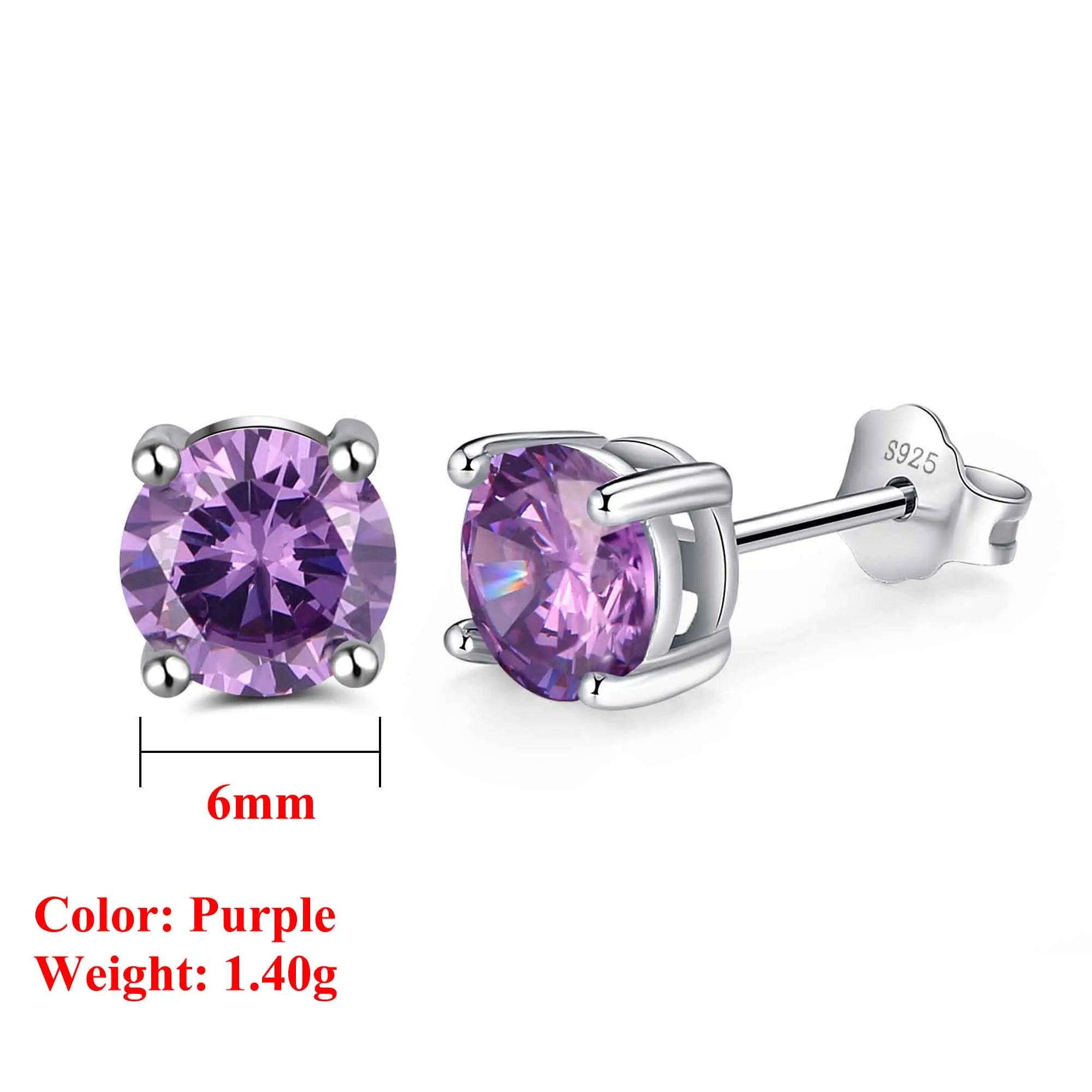 Effie Queen 925 boucles d'oreilles en argent Sterling pierre de naissance pour femmes AAA Zircon cubique 12 couleurs boucles d'oreilles mode fille bijoux SE84