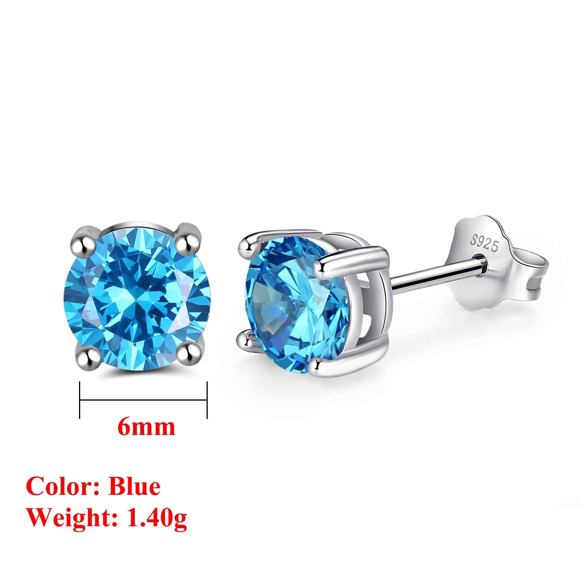 Effie Queen 925 boucles d'oreilles en argent Sterling pierre de naissance pour femmes AAA Zircon cubique 12 couleurs boucles d'oreilles mode fille bijoux SE84