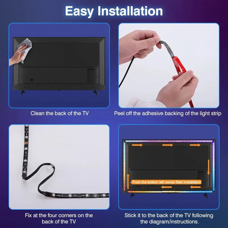 Rétroéclairage TV LED HDMI Sync avec éclairage d'ambiance dynamique |   Fonctionne avec TV Box/PS5 |   Plug & Play, Mode de jeu