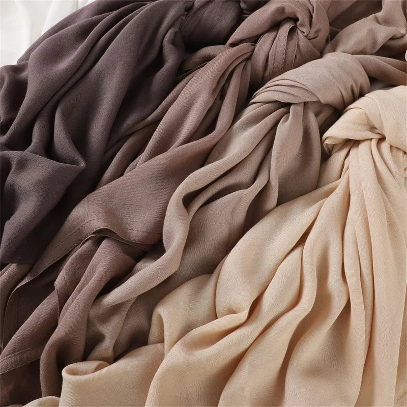 Ramadan Solid Color Plus Size Cotton Rayon Hijab Scarf Women's Muslim Headscarf Wraps Shawls Muslim Women's Headband Islamic Turban