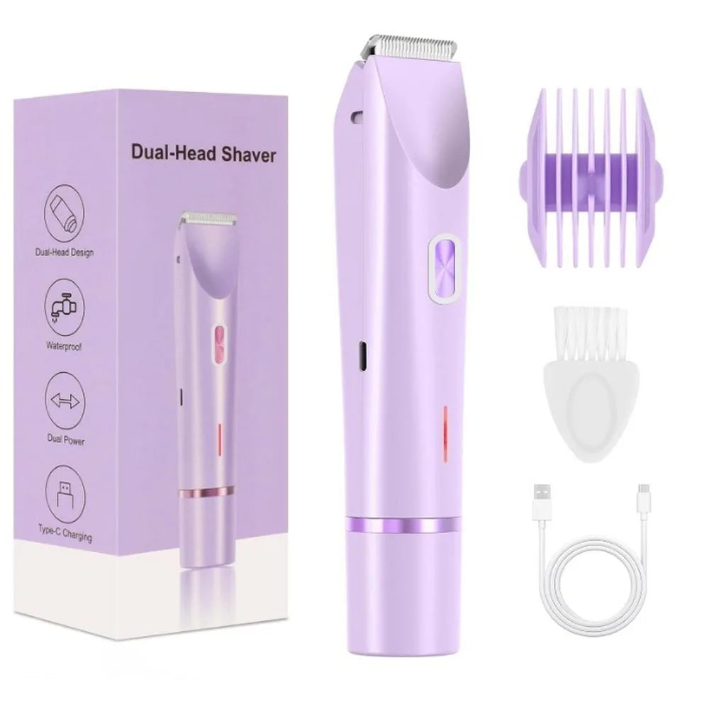 2-in-1 Electric Epilator, Painless Shaver, Bikini Trimmer, Facial Mustache Trimmer, Body Shaver for Women, Facial Epilator