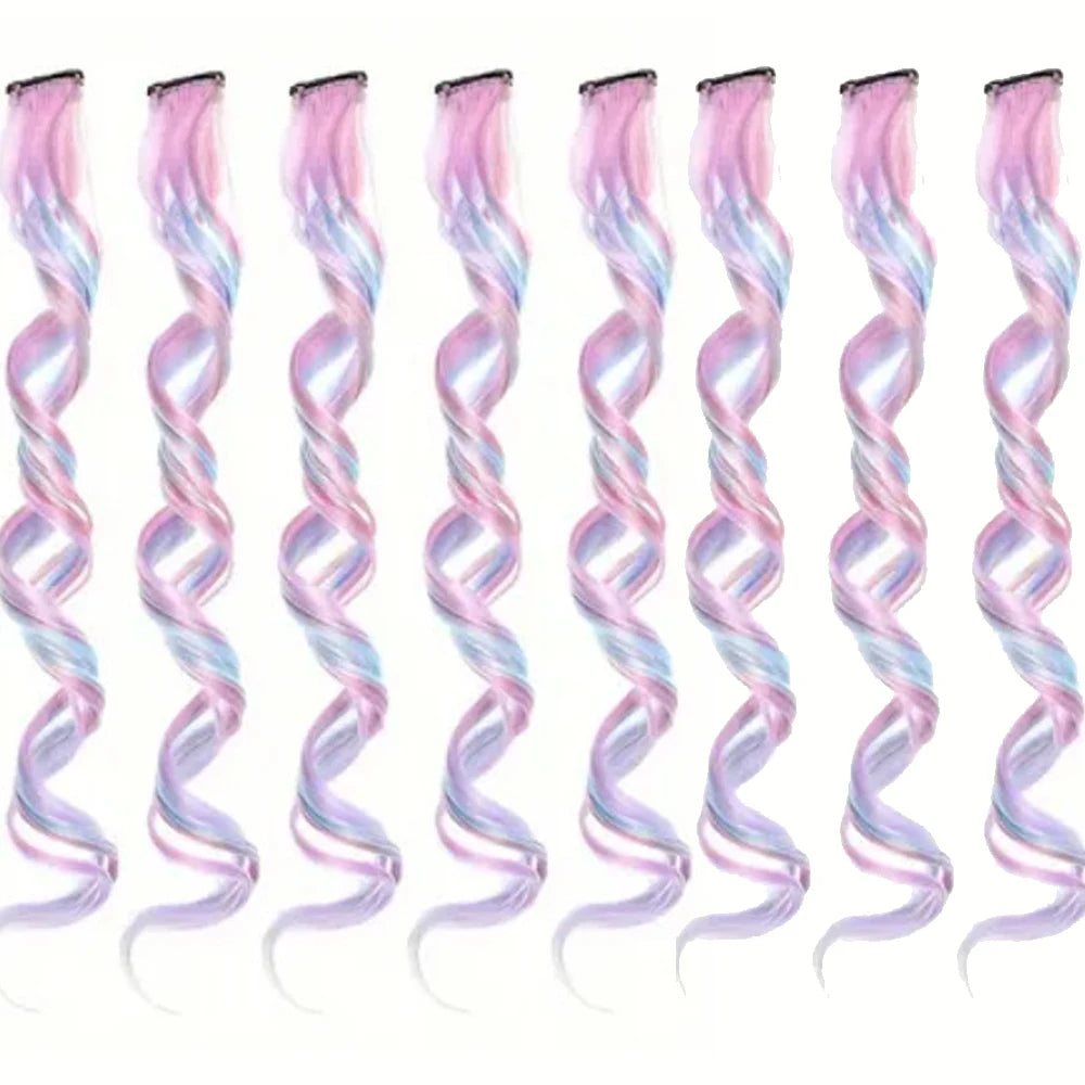 Set of 3/5/8/10 pieces, 22-inch curly synthetic hair extensions for women, perfect for Christmas gifts and Halloween parties