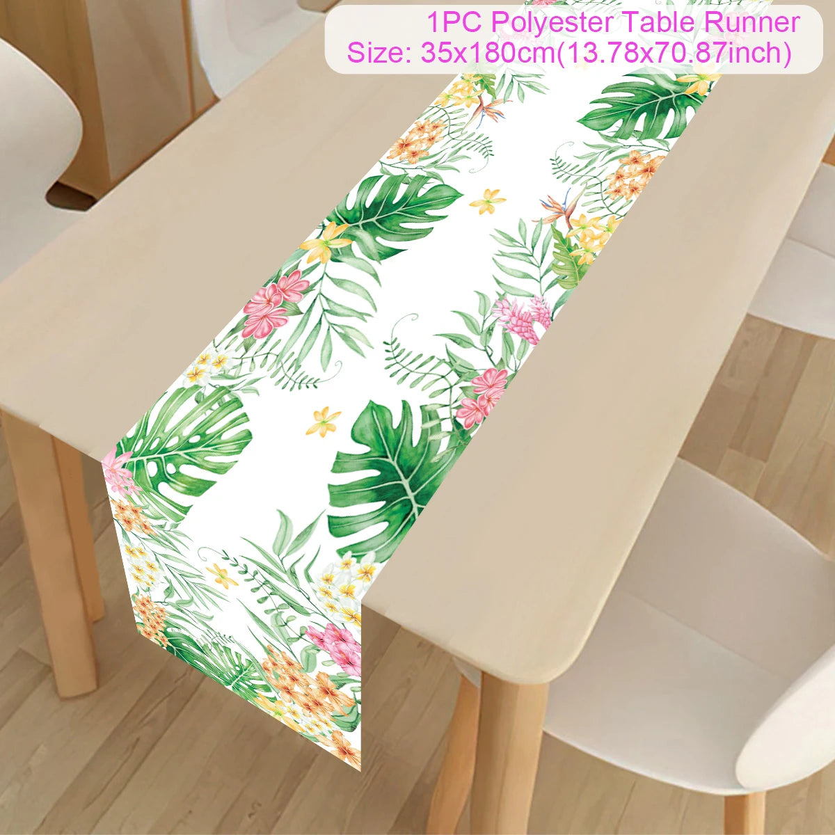 Summer Hawaiian Flower Table Runner, Flamingo Birthday Party Decor for Kids, Aloha Hawaii Tropical Party Supplies, Dining Table Decor