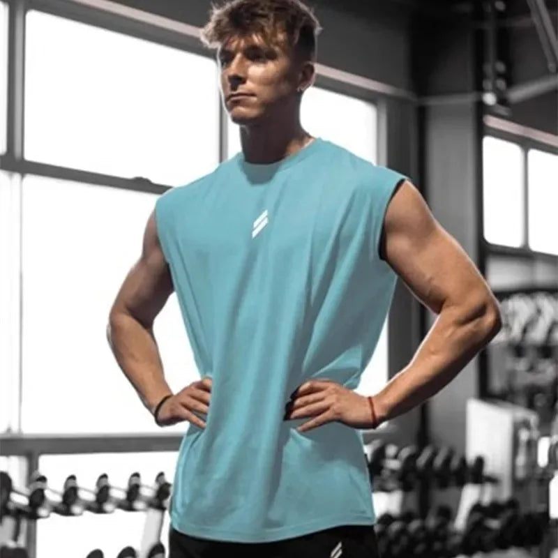 Camiseta deportiva sin mangas para hombre, chaleco de secado rapido, transpirable, ample, pour training, Verano