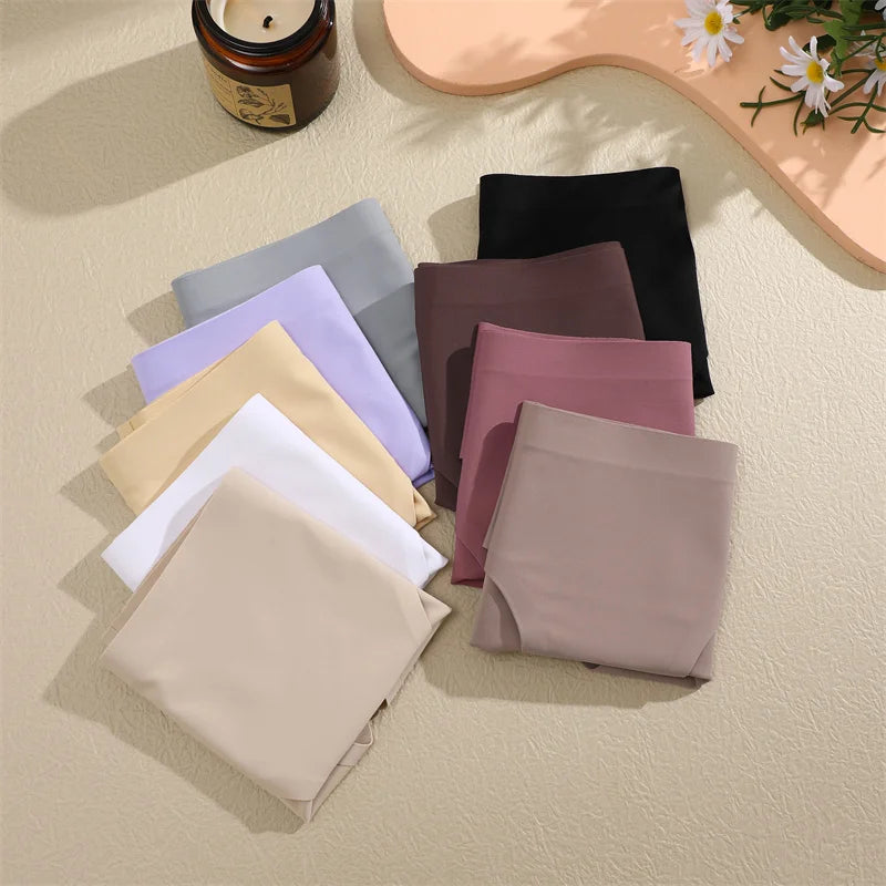 3 pièces/ensemble femmes culottes Sexy sans couture sans Trace sous-vêtements taille basse slips 9 couleurs unies respirant intimes Lingerie Ultra mince