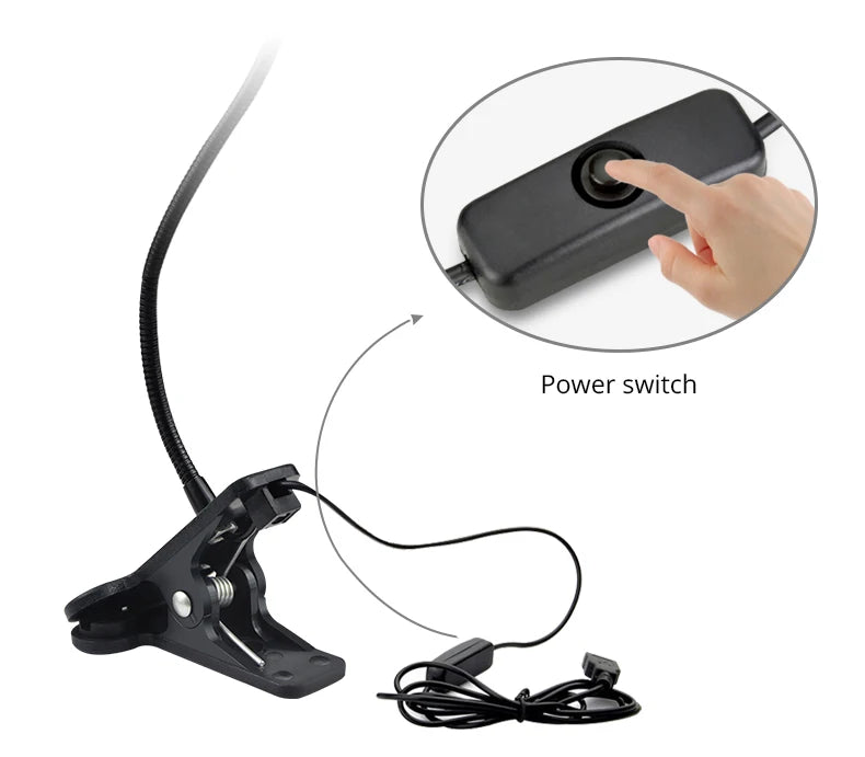 Lampe de bureau à clipser LED 360 ° Table de lecture à col de cygne Flexible, lumière de lecture pour étude, soins des yeux, pince USB, livres, éclairage nocturne