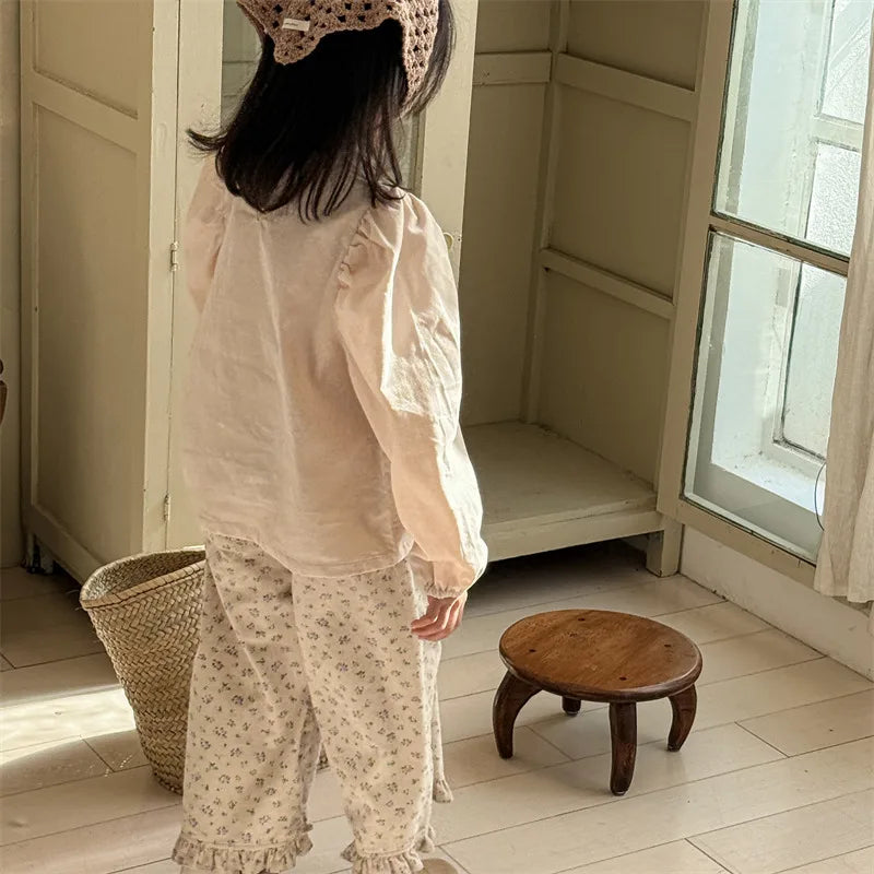 Pantalon sarouel en coton pour filles, vêtements décontractés pour enfants, pantalon en velours côtelé pour tout-petits, longueur rinçage, printemps, nouveau, 2025