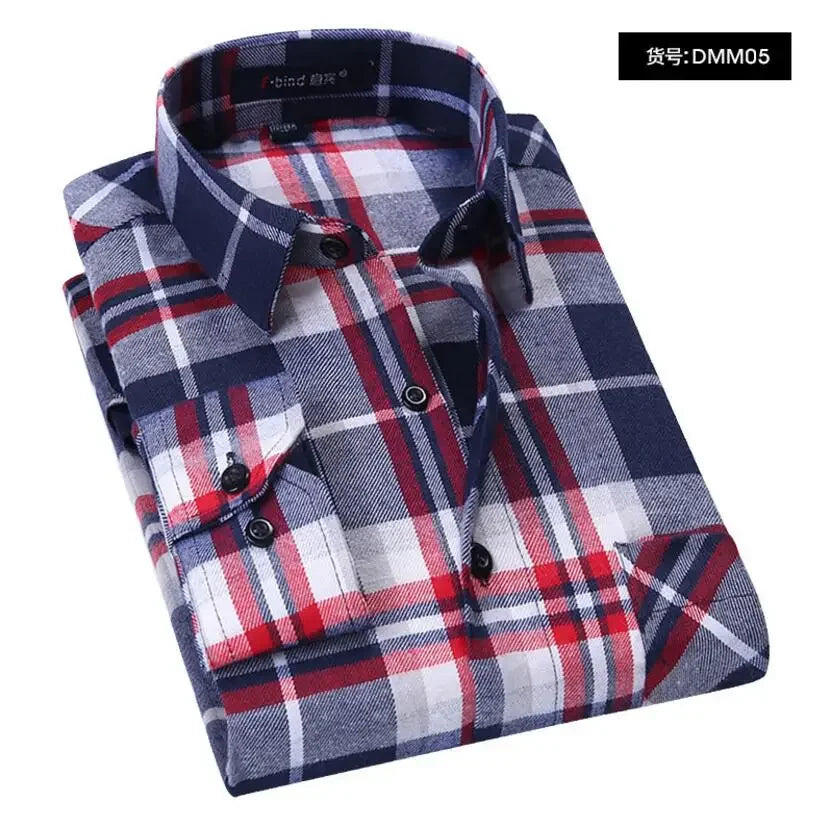 Chemise décontractée en coton à carreaux pour hommes, chemise habillée en glouton, manches longues, coupe couvertes, mode printemps et automne, 2025