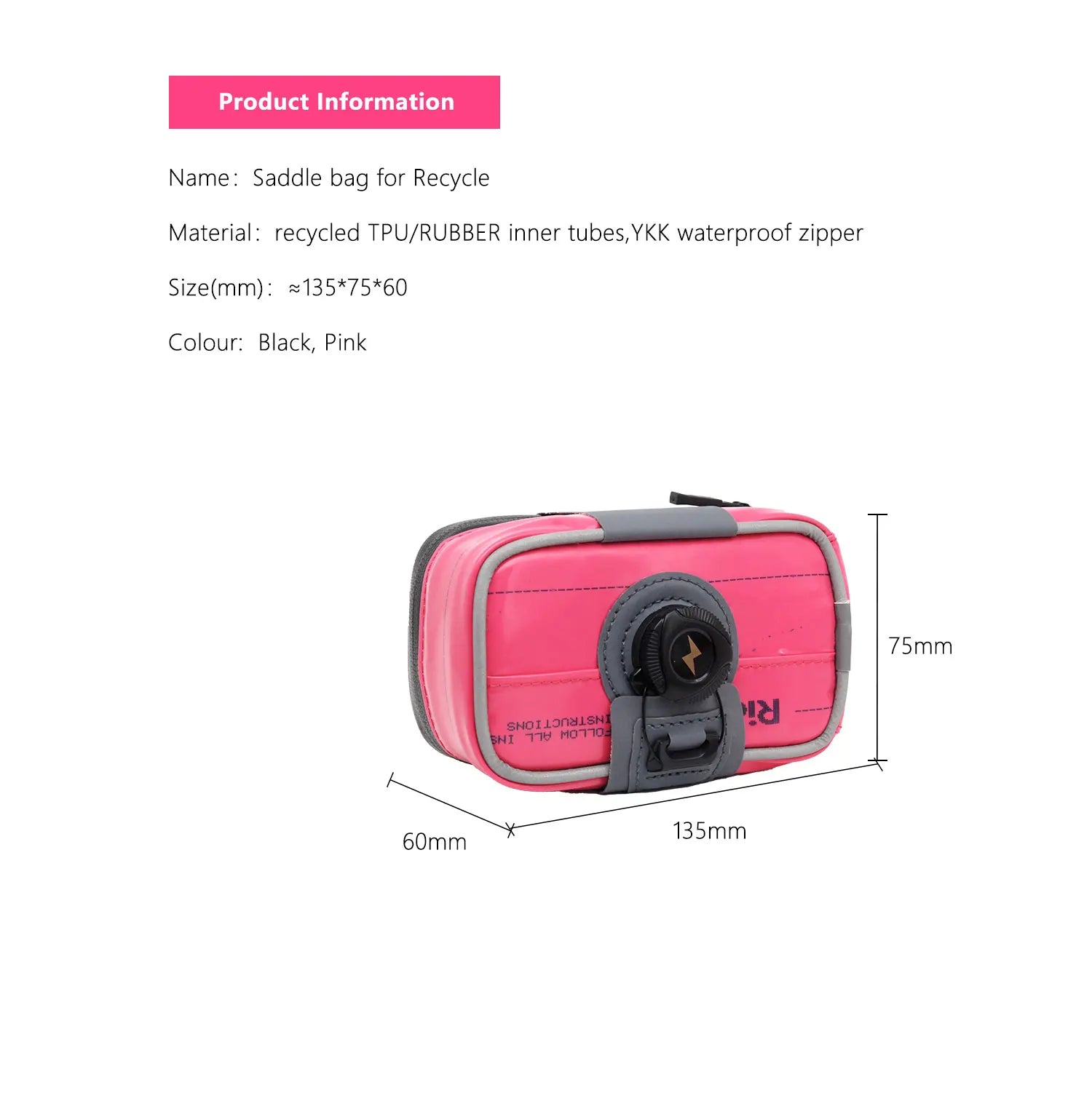 RideNow Matériaux recyclés Sac de vélo Sac arrière VTT Sac de selle de siège arrière de vélo de route Rapide détachable étanche Rangement de cyclisme