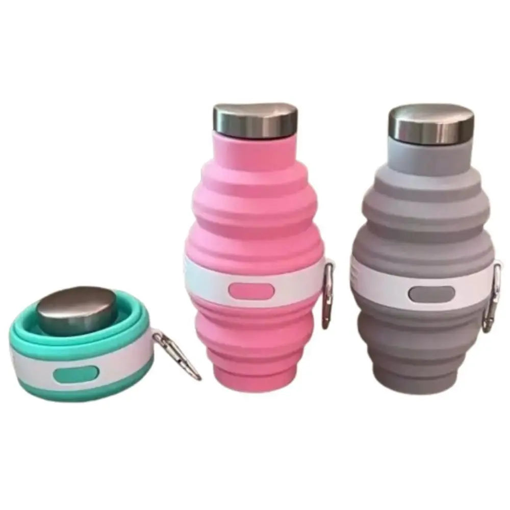 Bouteilles d'eau pliables réutilisables de 475ml, tasses de randonnée rétractables en Silicone portables avec mousqueton, tasses de boisson pliantes pour café