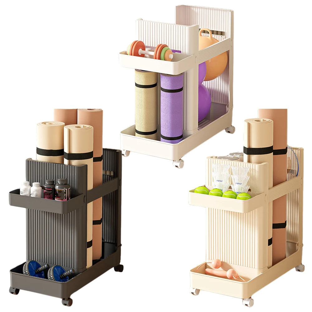 Support d'équipement de gymnastique avec roues, rangement d'équipement sportif, panier de rangement en polymères T1 Yoga, outils de fitness