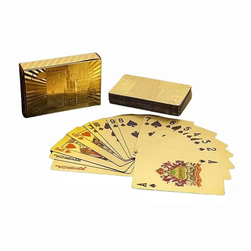 Carte de Poker en feuille d'or cartes à jouer en plastique de Style européen accessoires jeu de cartes étanches outils magiques
