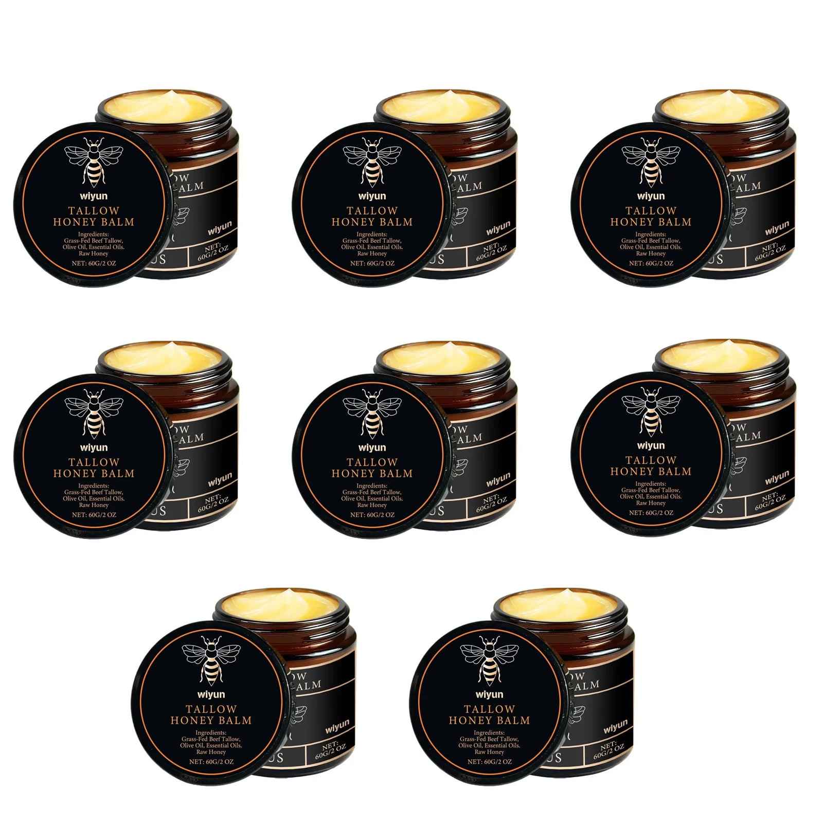 Baume de Tallow de boeuf alimenté en herbe biologique, miel cru, hydratant, doux, améliore l'élasticité, crème hydratante lisse longue durée, soins pour la peau