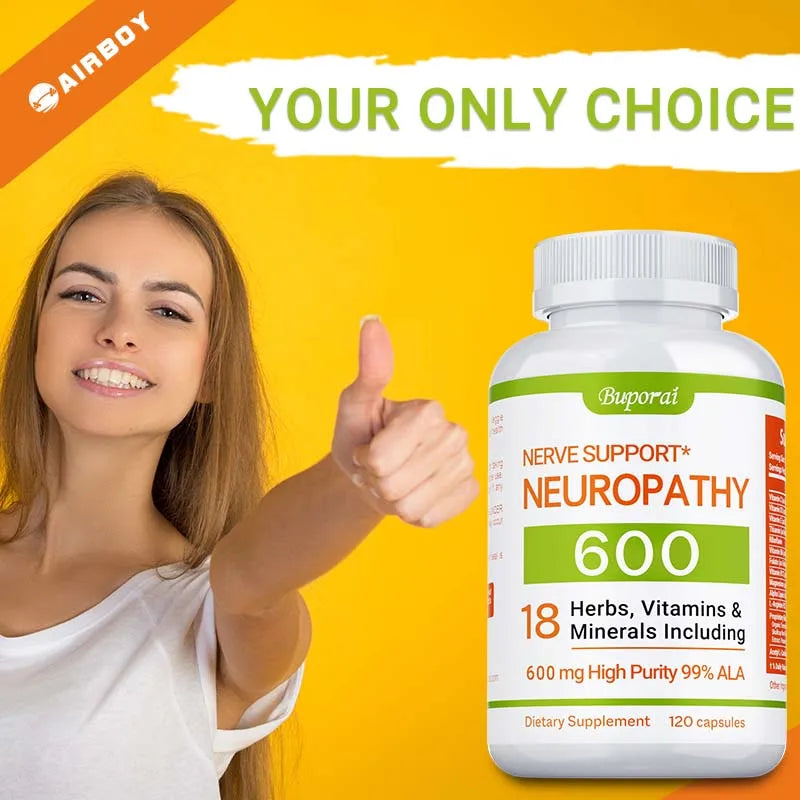 Complément de soutien pour la neuropathie 600 mg - Soutient le système nerveux, soulage le stress, favorise la fonction cérébrale et augmente l'énergie